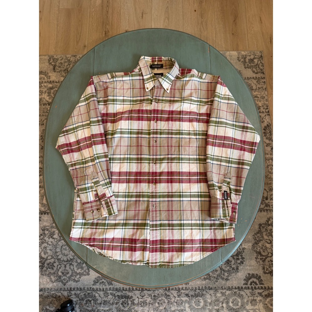Resistol Rodeo Gear Mens Large Plaid Button‎ Down Shirt Red Green Cotton Western